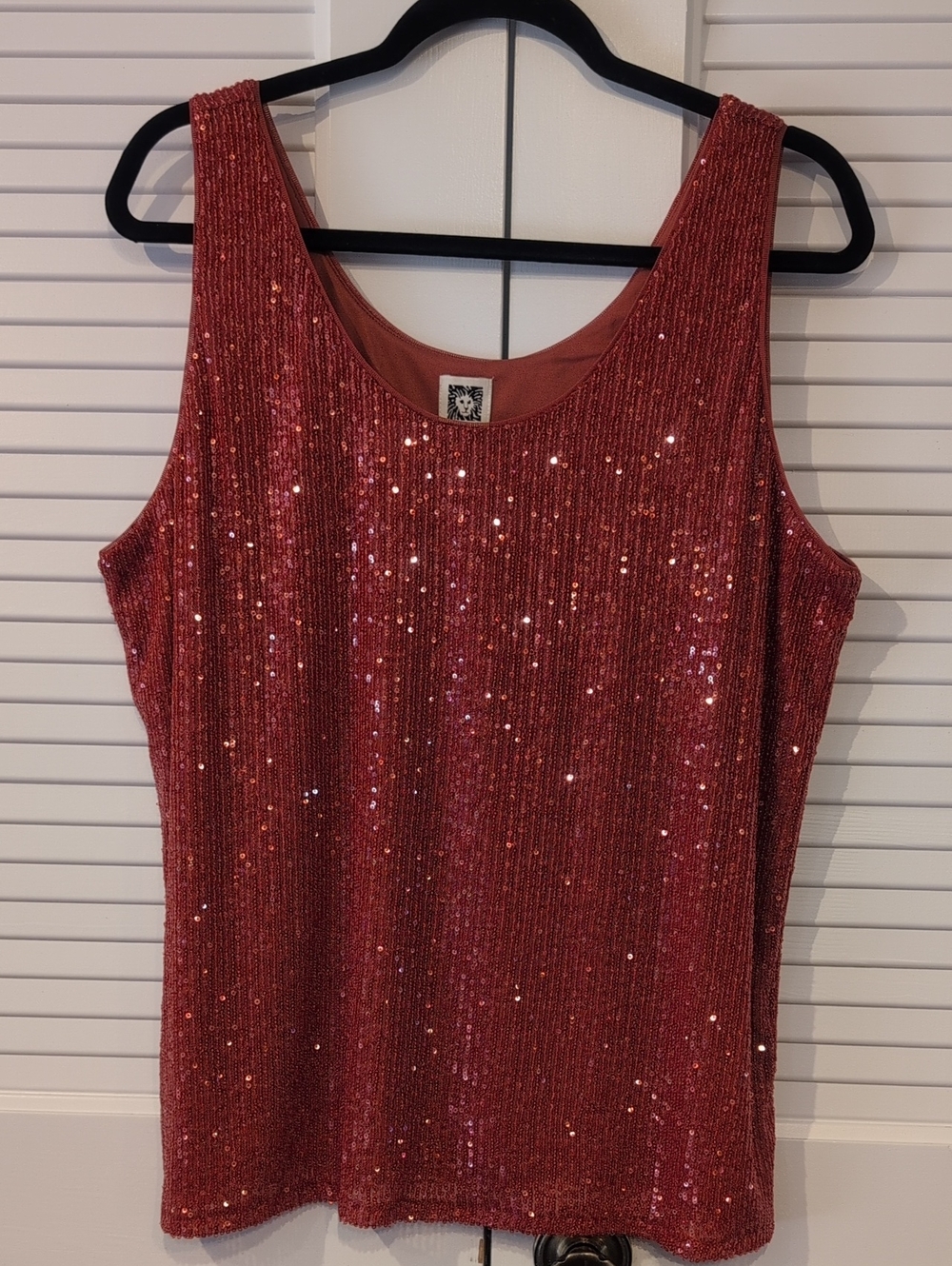 Anne Klein Spice Berry Sequin Scoop Neck Tank NWT Size XL - Picture 2 of 7